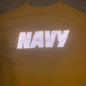 golden yellow authentic navy shirt